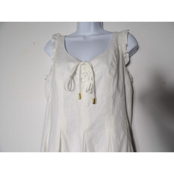 INC International Concepts 14 Dress White A Line Cottage Core Lace Up NWT - Picture 3 of 15